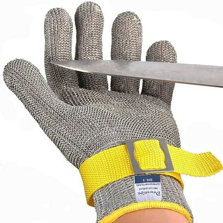 Dowellife Level 9 Cut Resistant Glove Food Grade Stainless Steel Mesh Metal Glove Knife Cutting Glove for Butcher Meat Cutting Oyster Shucking Kitchen Mandoline Chef Slicing Fish Fillet (Large)