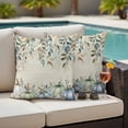 thumbnail image 4 of Green Blue Pumpkin Fall Outdoor Waterproof Pillow Covers, Thanksgiving Botanical Eucalyptus Leaves Decorative Square Throw Pillowcase Sofa Cushion Sham for Patio/Couch/Chair, 16"x16" 2 Pack, 4 of 8
