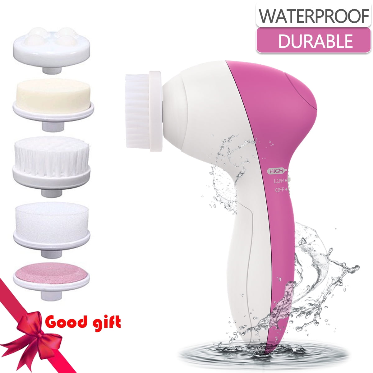 Dammyty 5 in 1 Facial Cleansing Brush- Face Spin Brush Set, Deep Cleansing, Gentle Exfoliating, Removing Blackheads, Massaging, Face and Body