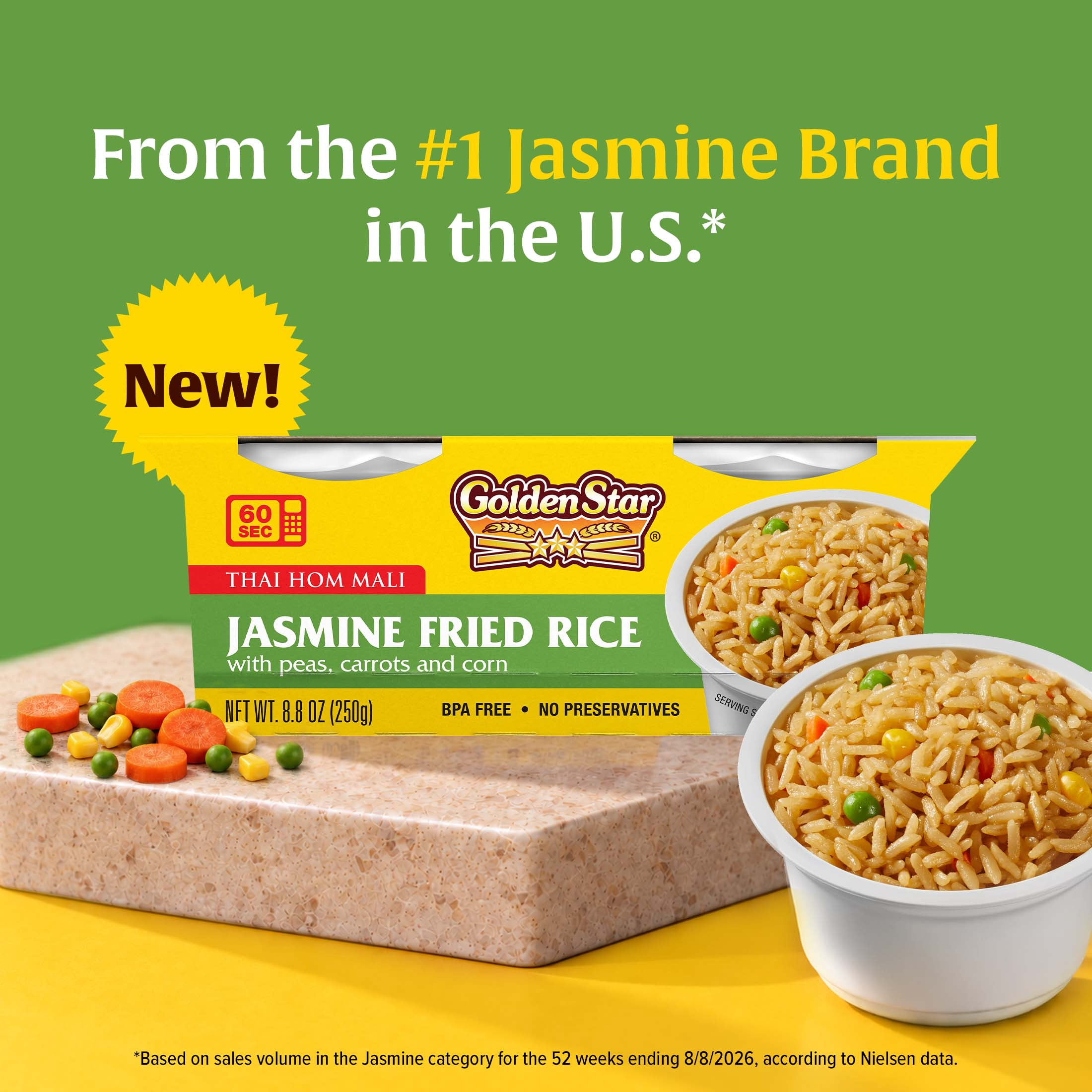 Golden Star Jasmine Fried Rice, 4.4 oz Cups, 2 Pack