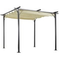 thumbnail image 3 of Outsunny 10' x 10' Outdoor Retractable Pergola Canopy, Metal Patio Shade Shelter for Backyard, Porch Party, Garden, Grill Gazebo, Beige, 3 of 10