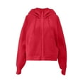 thumbnail image 7 of ClodeEU Cropped Zip Up Hoodies For Womens,Drawstring Hooded Thumbhole Sweatshirt,Sweatshirt Fall with Pockets Red,Womens Plus XL, 7 of 7