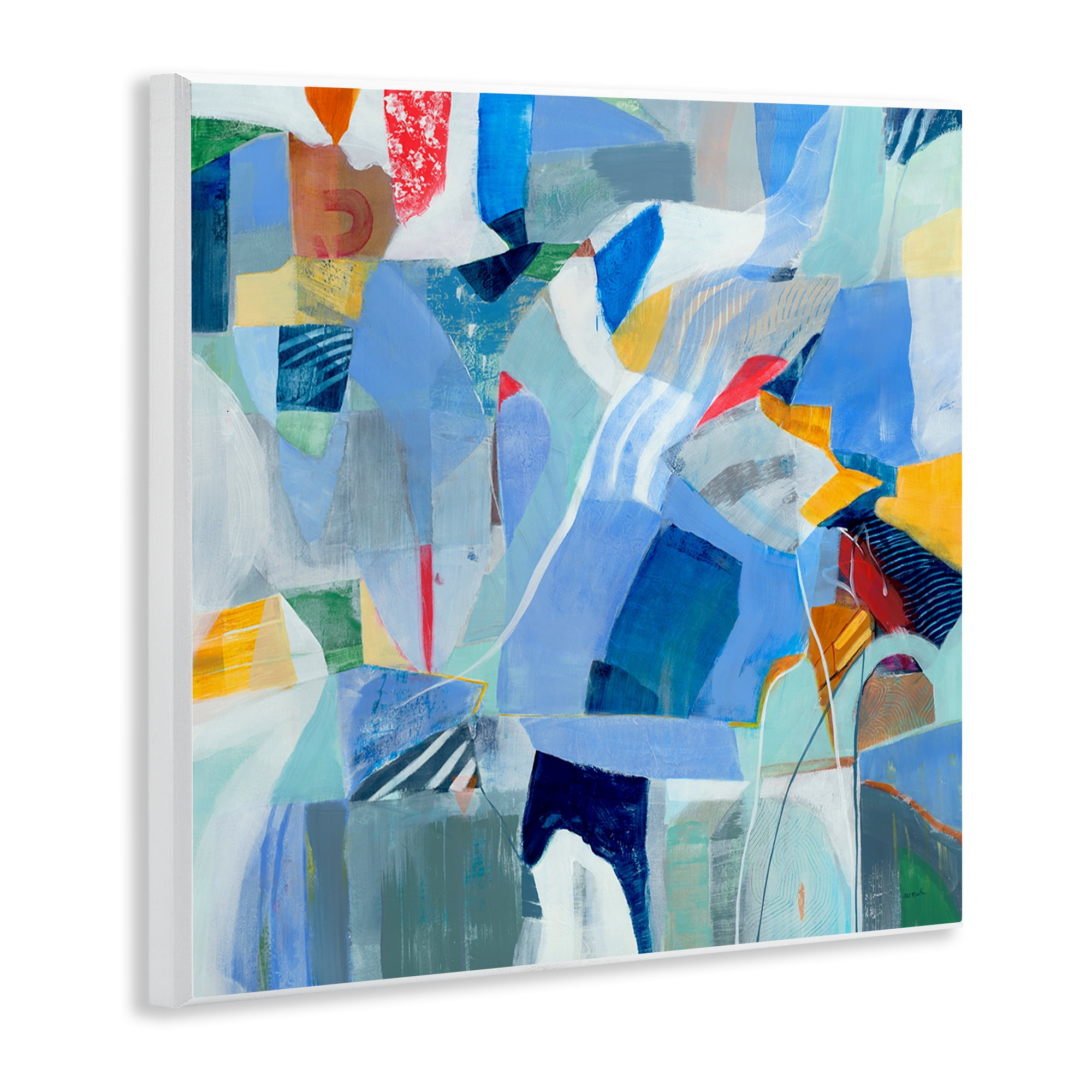 Stupell Industries Chaotic Blue Composition Abstract Painting Unframed Art Print Wall Art, 12 x 12