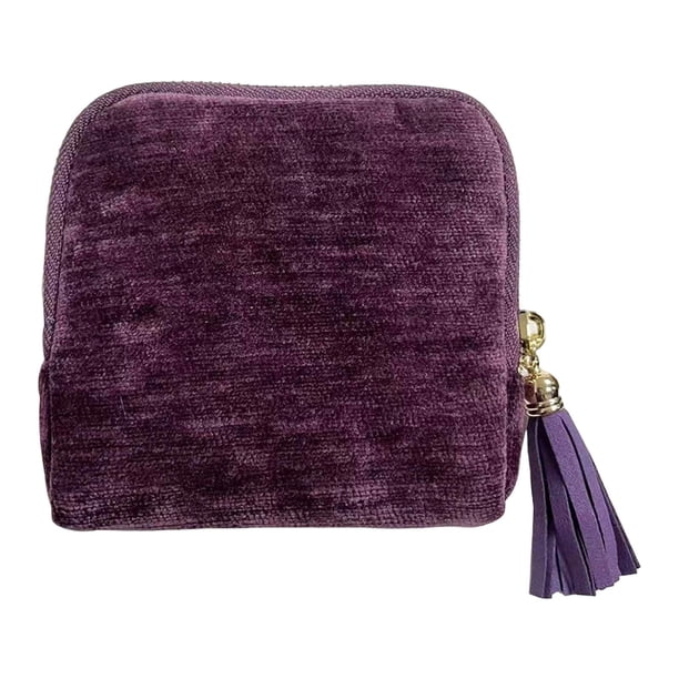 Estuche organizador de joyas de viaje pequeño, contenedor portátil para tobilleras. Violeta oscuro