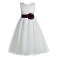 thumbnail image 2 of Ekidsbridal Girl Wedding Flower Girl Dress - V-Back Ivory Tulle with Tiebow, 2 of 3