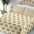 thumbnail image 3 of Ambesonne Emoji Art Fitted & Top Sheet Set with Shams, Sprinkle Look Lines Faces, Pale Yellow and Dark Cocoa, 3 of 5