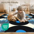 thumbnail image 4 of ODIKA 6'x9' Washable Area Rug Abstract Soundwave Vintage Record Icons Minimalist Vinyl Music Refined for Family Room, Living Room, Master Bedroom, Non-Slip, Easy Care, 4 of 7