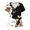 thumbnail image 6 of YUGYXL Womens Summer Tops Casual Short Sleeve Shirts Plus Size Oversized Trendy Boho Floral Graphic Tee Black Tops L, 6 of 6