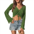 thumbnail image 3 of Suéter de Punto con Hombros Descubiertos y Mangas Acampanadas, Estilo Bohemio, para Mujer, Color Verde, Talla M, 3 of 8