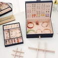 thumbnail image 4 of Yuarrent Caja de joyería de 2 capas con rejillas múltiples, cajas lisas, estuche de moda Vintage, organizador de cosméticos, DIY para Almacenamiento y organización del hogar Armada 23*17*8.5 cm, 4 of 6