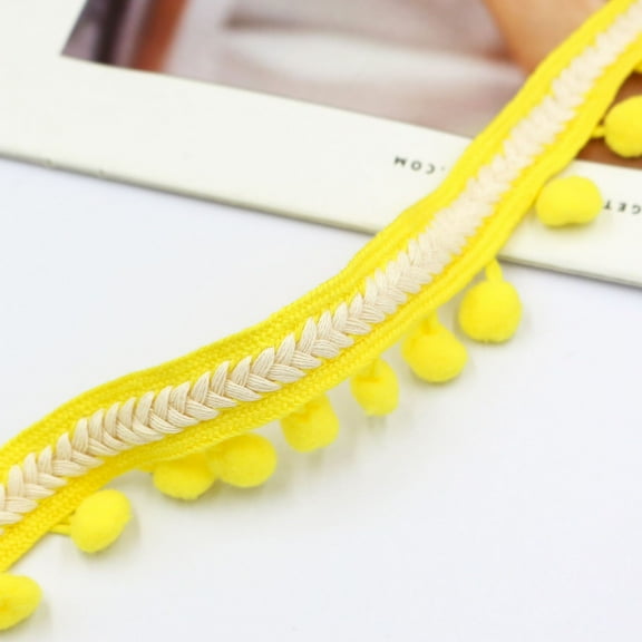 ERDOUY Curtain Tassel Fringe Trim Braided Sewing Ribbon Upholstery Fabric Roll -Yellow