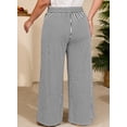 thumbnail image 3 of SHEWIN Womens Plus Size Pants Wide Leg Striped Palazzo Pants Elastic Waist Casual Lounge Trouser with Pockets 1X-5X, 3 of 8