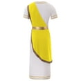 thumbnail image 4 of iixpin Mens Halloween Toga Robe Ancient Roman Costume Short Sleeve Greek God Tunic with Belt Yellow M, 4 of 7
