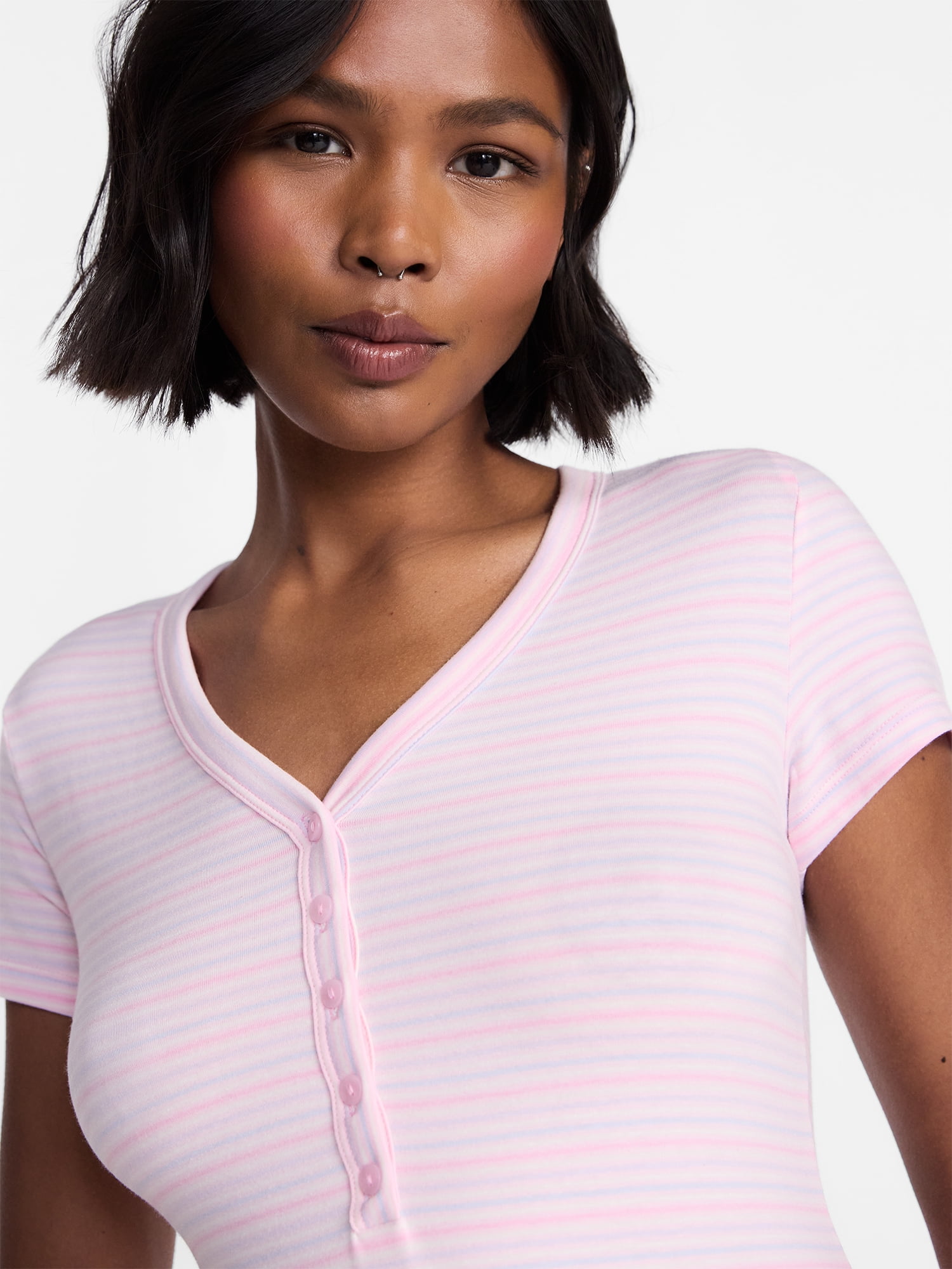 No Boundaries Cloud Core Sleepwear Romper, Women's XXS-3X