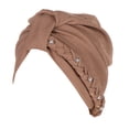 thumbnail image 2 of Under $10 Baseball Caps Brown Womens Multi Color Two Band Studded Braid Cap Side Braid Square Braid Cap, 2 of 4