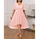 thumbnail image 5 of Vestido Talisea talla grande de chifón rosa alto-bajo para mujer, 5 of 6