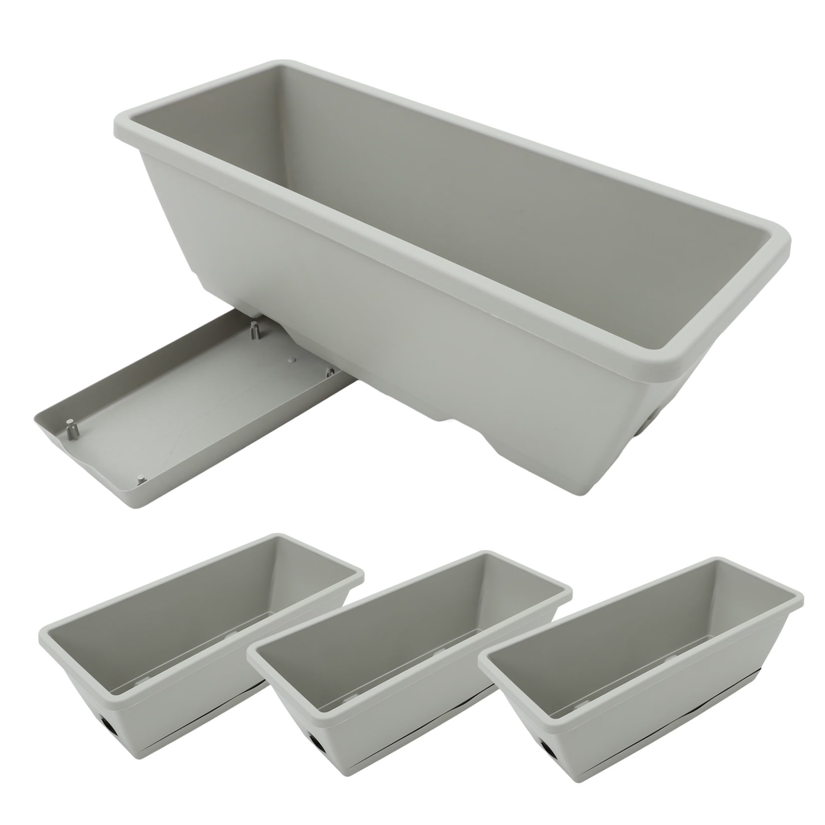 USHOBE 4Sets Portable White Window Box Planter Pot for Home Gardening and Outdoor Decoration