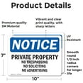 thumbnail image 2 of (2 Pack) Private Property No Trespassing No Soliciting OSHA Notice Sign, 2 of 7