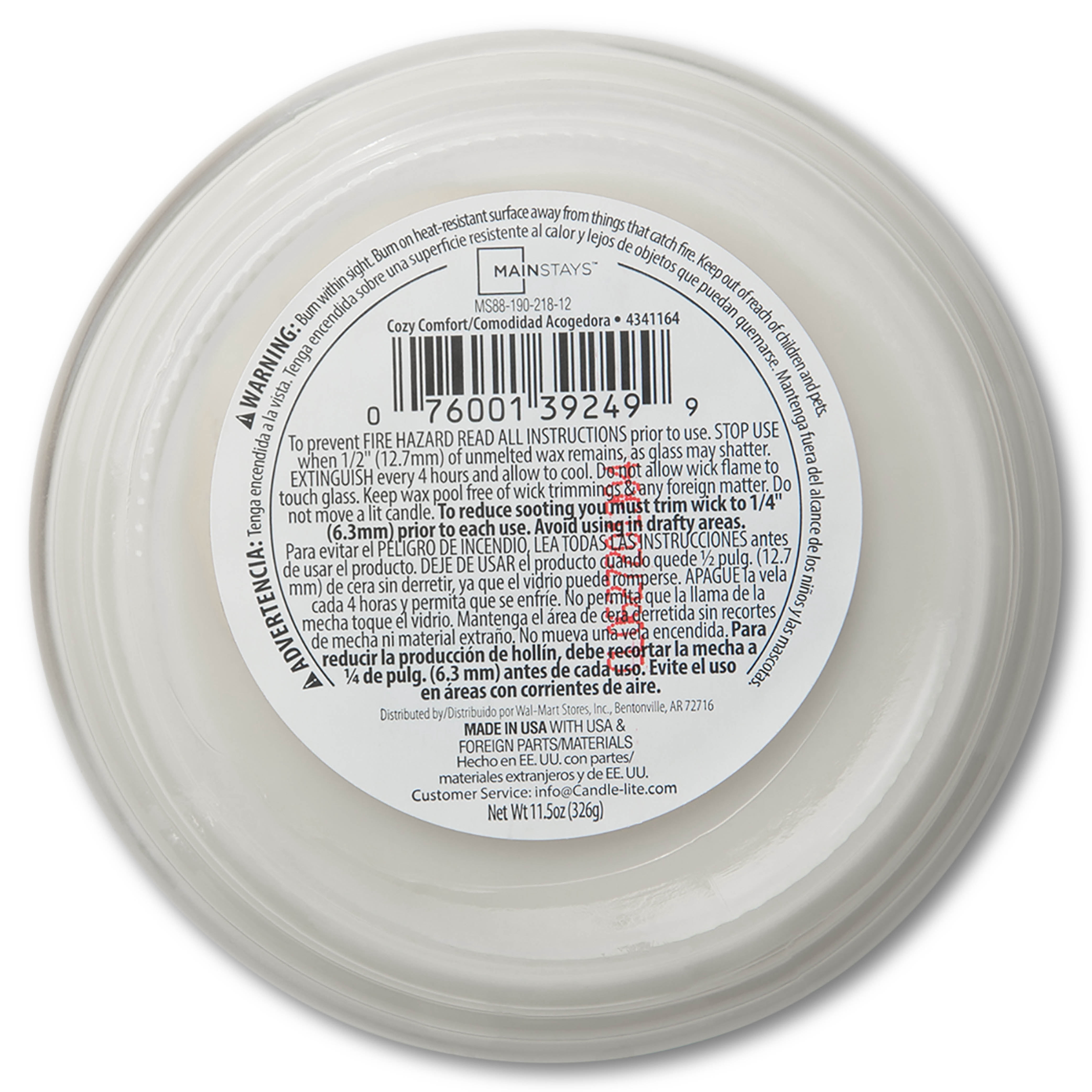 Mainstays 3-Wick Scented Glass Jar Candle, Cozy Comfort, 11.5oz.