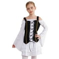 thumbnail image 2 of TiaoBug Kids Girls Victorian Pirates Queen Dress up Off Shoulder Dress with Medieval Waistcoat White Black 14, 2 of 7