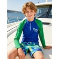 thumbnail image 2 of Aideaone 2 Piece Boys Swimsuit Set Kids Zipper Long Sleeve Rash Guard with Swim Trunks Bathing Suit Swimwear for Boys 7-12T, 2 of 6