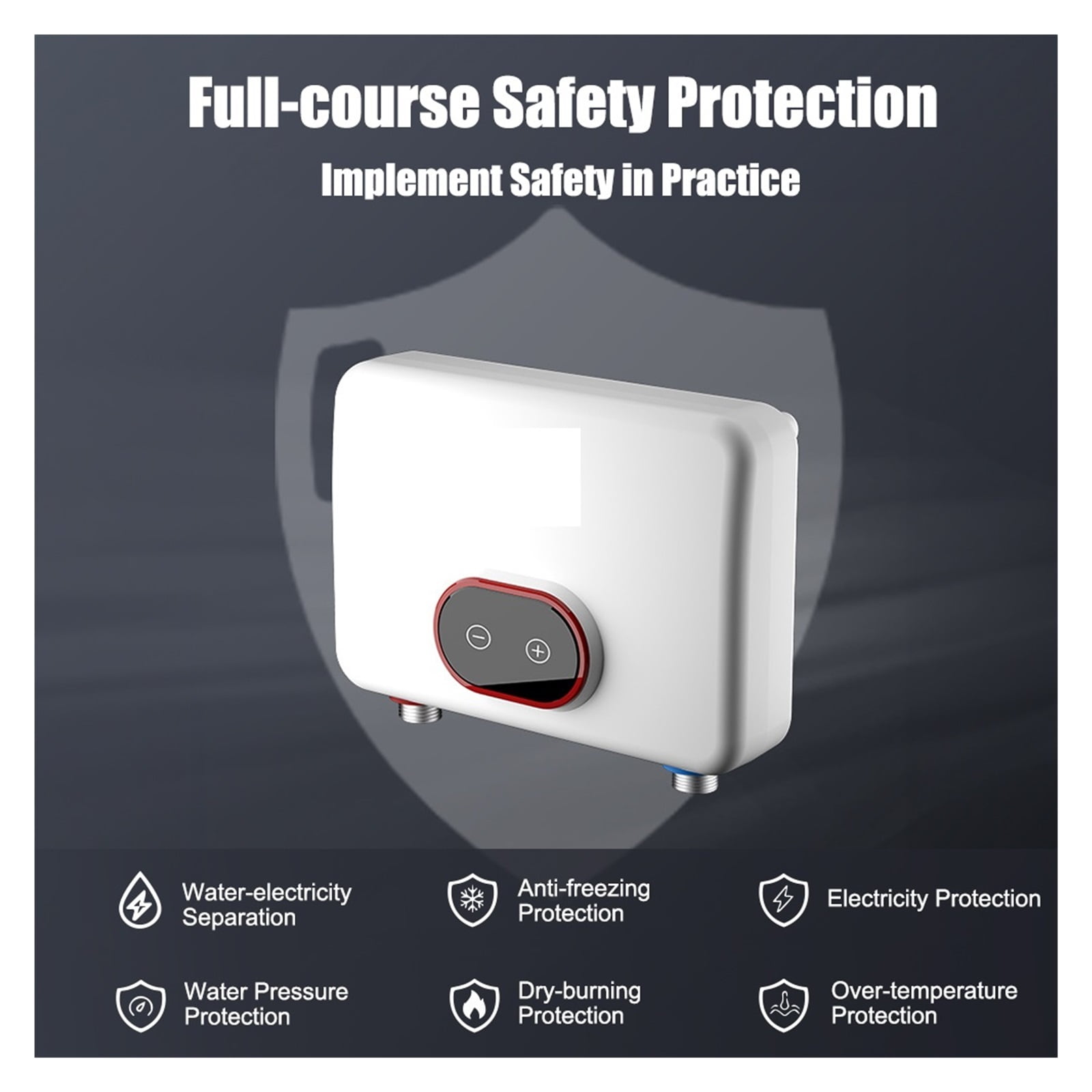 5.5KW Tankless Water Heater LED Digital Display Hot Water Heater Overheating Protection Electric Instant Hot Water Heater ,Safety Protections