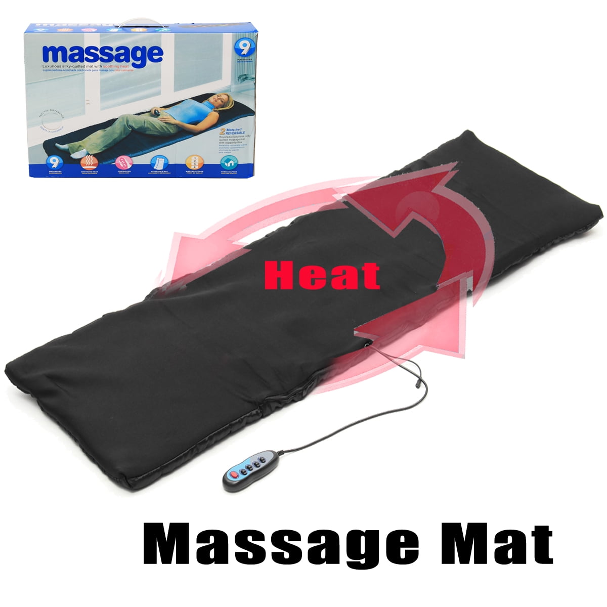 Heated Massage Mat Mattress Full Body Massager Remote Control Cushion