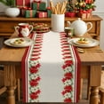 thumbnail image 4 of Christmas Cotton Linen Table Runner for Dining Kitchen, Xmas Winter Red White Poinsettia Striped Wedding Outdoor Party Tablerunners Decoration, Dresser Scarf Coffee Tablecloth Runners 13x70 Inches, 4 of 9