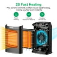 thumbnail image 2 of M optimized Space Heaters for Inside, Portable Electric Heater 1500W PTC Ceramic Fast Safety Heater with Overheat and Tip-Over Protection for Office Bedroom Desk Indoor, Black, 2 of 7