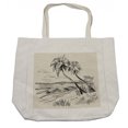 thumbnail image 1 of Palm Tree Shopping Bag, Sketch of Coconut Palm Tree on Sandy Tropical Beach Exotic Oceanside View Print, Eco-Friendly Reusable Bag for Groceries Beach and More, 15.5" X 14.5", Cream, by Ambesonne, 1 of 2