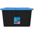 HART 27 Gallon Heavy Duty Latching Plastic Storage Bin Container, Black
