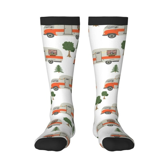 KLL Camp Van Print Women's Men's Ankle Socks 1-pack Casual Athletic Socks for Unisex Adult Moisture-Wicking Socks for Daily Wear/Running/Sport