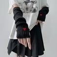 thumbnail image 2 of Krdevn Winter Mittens Ribbed Arm Warmers Fashionable Knit Handwear for Girls,Size:One Size, 2 of 4