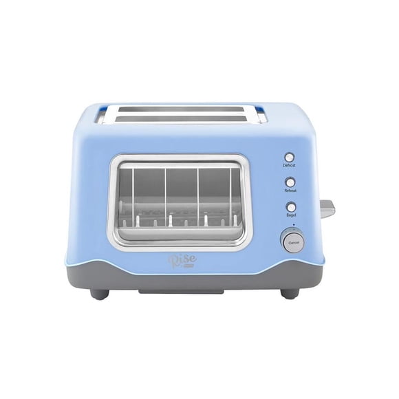 Tostadora RISE BY DASH Clear View de 2 rebanadas, azul