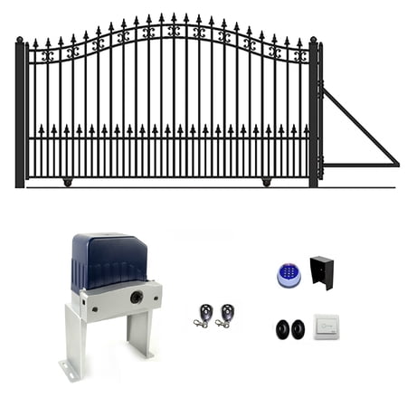 ALEKO Garden Yard Steel Single Sliding 14' Gate St. Louis Style with Gate Opener