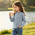 thumbnail image 5 of Boys Girls Cotton T Shirts Kids Crewneck Tops Comfort Long Sleeve Basic Tees Light Blue 4-5 Years, 5 of 7