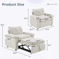 thumbnail image 2 of Bonzy Home 3-in-1 Pull Out Sofa Bed Chair, Soft Fabric Convertible Design with Side Storage, White, 2 of 7