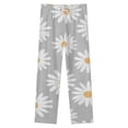 thumbnail image 4 of Daisy Floral Print Winter Female Pants Flannel High Waist Women Pants Lady Warm Straight Leg Plush Trousers, 4 of 7