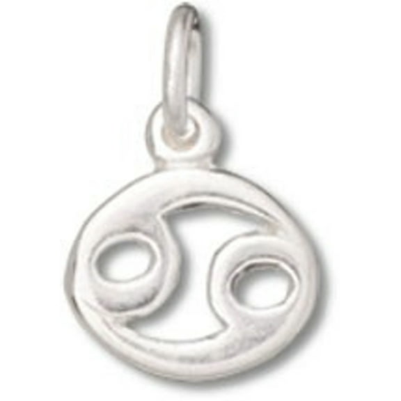 Sterling Silver 16" .8mm Box Chain Small Cancer Zodiac Horoscope Symbol Pendant Necklace