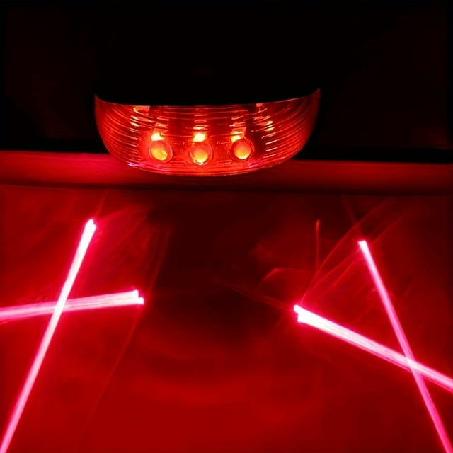 QJUHUNG Bicycle LED Tail Light with 5 LED Lights and 2 Laser Beams - ABS Material Seatpost Installation Battery Powered Does Not Include AAA Batteries Suitable for 36V or Below