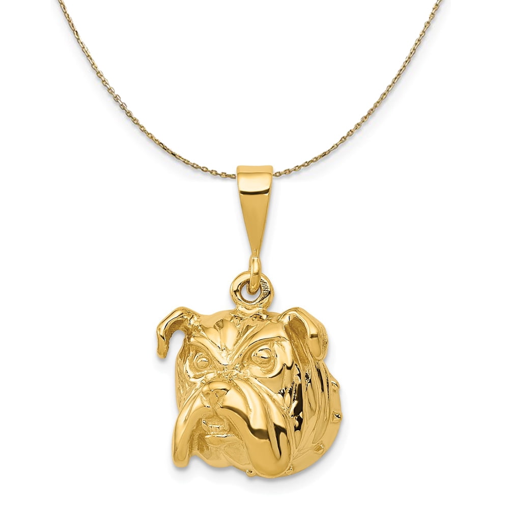 14k Yellow Gold Bulldog Head Necklace, 15mm - 30 Inch - Walmart