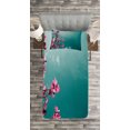 thumbnail image 3 of Ambesonne Floral Quilted Bedspread Set 2 Pcs, Sunny Sky Exotic Summer, Twin Size, Teal Hot Pink, 3 of 3