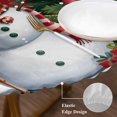 thumbnail image 3 of Red Christmas Round Tablecloth, Fitted Table Cover with Elastic for 36"-44" Round Tables, Snowman Xmas Tree Gifts Snowflake Elk Table Cloth Outdoor Indoor Dinning Party Waterproof Tablecloths, 3 of 7