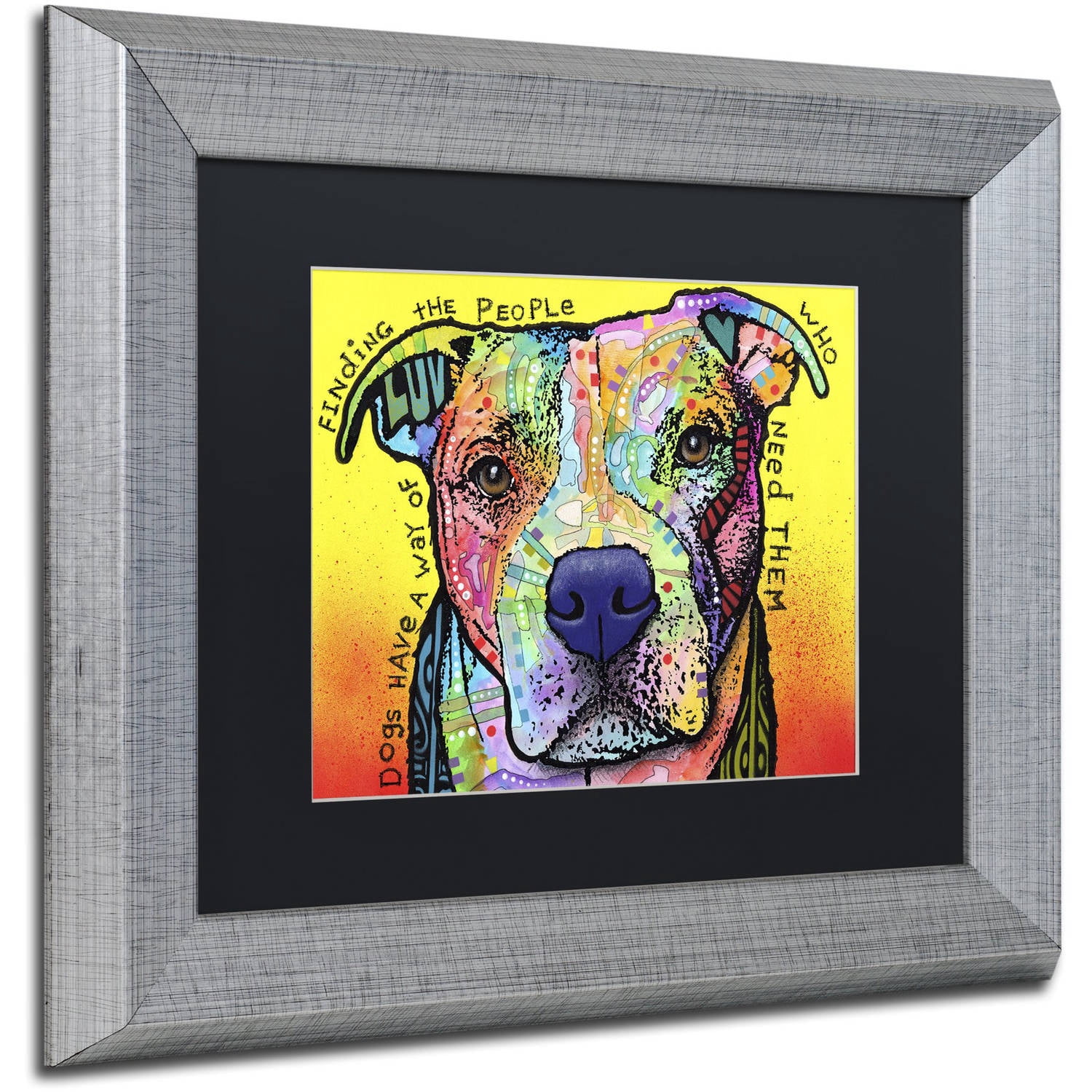 Trademark Fine Art 'Dogs Have A Way' Canvas Art by Dean Russo, Black Matte, Silver Frame