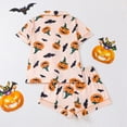 thumbnail image 4 of Fshinging Women's Pajamas Suit Cartoon Pumpkin Print Bat Graphic Short Sleeve Shirts And Shorts 2 Piece Loungewear Pjs, 4 of 9
