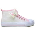 thumbnail image 5 of Little Girls Kids Canvas Shoes Glitter Sneakers Toddler Sparkle Lace Up High Top Hook and Loop Straps Velcro Non Slip Lightweight Pink Butterfly Size 9, 5 of 5