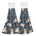 thumbnail image 2 of Corgis Poses Flower Pattern Hand Towels 2 Pack Quick Dry Velvet Soft with Velcro Kitchen Bath 14x18in, 2 of 7