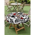 thumbnail image 4 of Outdoor Tablecloths with Umbrella Hole & Zipper, Red Black Geometric Round Tablecloths 60 Inch, Abstract Art Modern Line Waterproof Table Cloth, Patio/Pool/Picnic Table Covers, 4 of 8