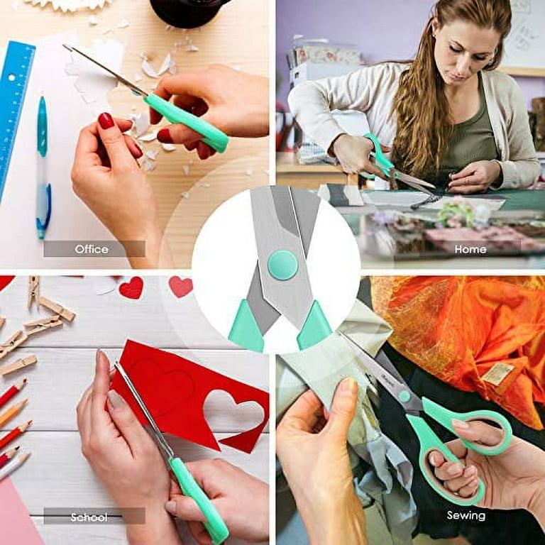 XFasten Premium Office and School Scissors Bulk Pack, 8.0, Multicolor (Set  of 3) Ergonomic Handles and Reinforced Sharp Scissors | Multipurpose