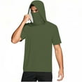 thumbnail image 5 of Fanxing Men Cooling Sun Shirts with Mask Big and Tall Rash Guards Short Sleeve Hoodies Sun Protection Face Cover Green,L, 5 of 9